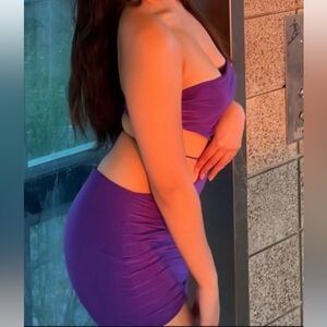 Purple Sexy Strappy Wrap Around Mini Dress